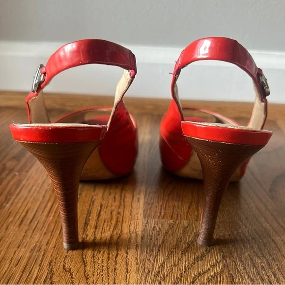 Via Spiga Red Patent Leather Stiletto Heels - Picture 4 of 6